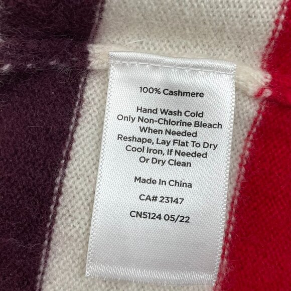 TALBOTS 100% Cashmere Crewneck Striped Pullover Sweater Size L Ivory - Picture 9 of 9